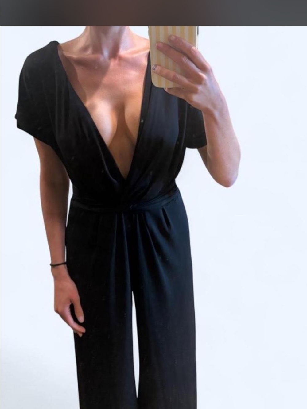 Haute Monde Black Deep V-Neck Jumpsuit
